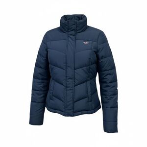 Hollister Women's Dark Blue Puffer Coat EUC Large